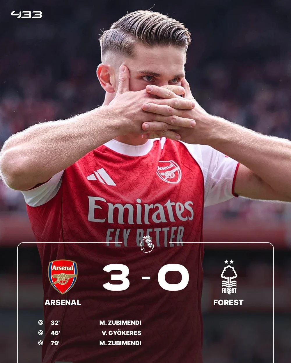Zubimendi lập cú đúp, Arsenal giành chiến thắng đậm trước Nottingham - Ảnh 1.