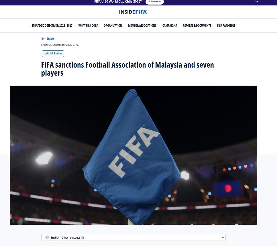 FIFA chính thức ra án phạt với LĐBĐ Malaysia và 7 cầu thủ nhập tịch đá trận gặp Việt Nam - Ảnh 1.