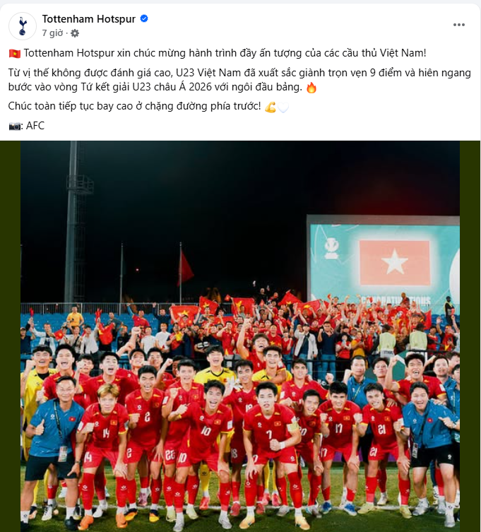 CLB Ngoại hạng Anh chúc mừng hành trình đầy ấn tượng của U23 Việt Nam - Ảnh 1. CLB Ngoại hạng Anh chúc mừng hành trình đầy ấn tượng của U23 Việt Nam - Ảnh 1.