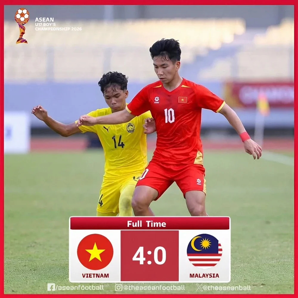 Ở vòng bảng, U17 Malaysia thua đậm U17 Việt Nam đến 0-4