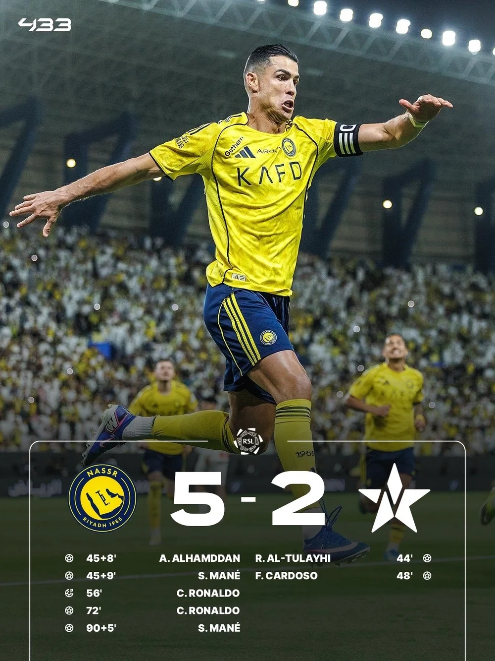 Ronaldo giúp Al Nassr thắng 5-2