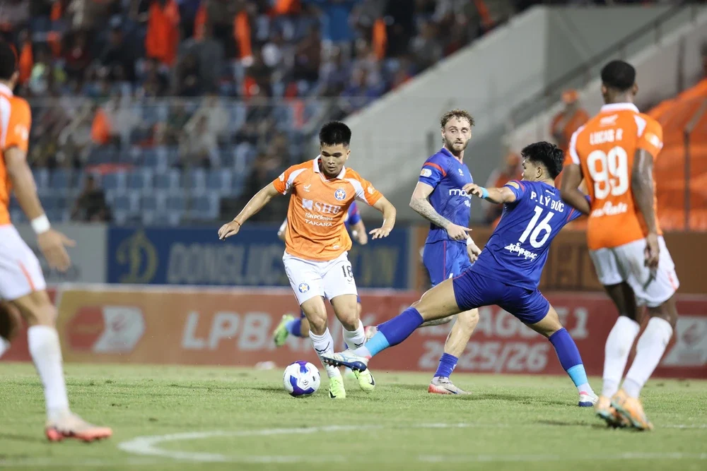 SHB Đà Nẵng thắng PVF CAND 3-0 ở lượt về và hòa 2-2 ở lượt đi trên sân đối thủ. Ảnh: VPF